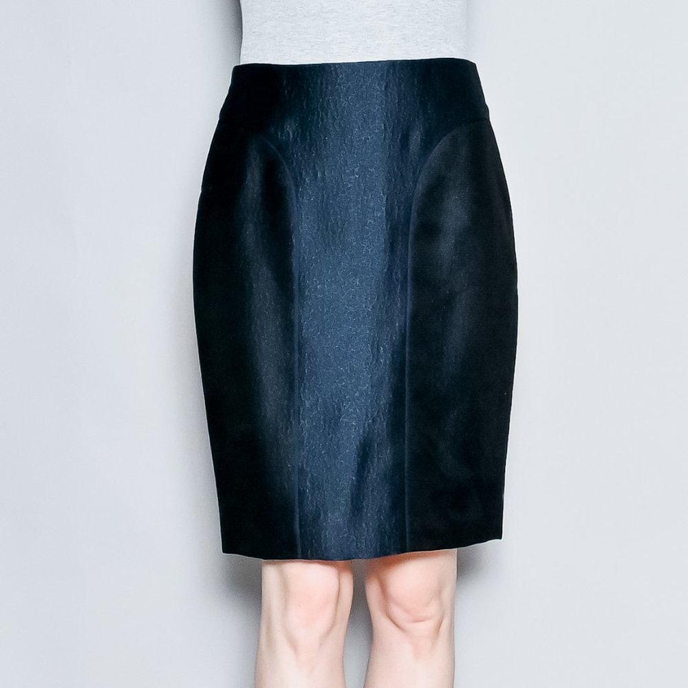 J. MENDEL Paris Blue Leopard Jacquard Mesh Mini Skirt M 27"